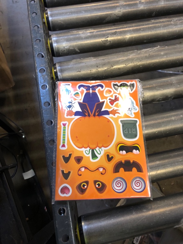 Photo 1 of 48 Sheets Halloween Stickers for Kids, Halloween Party Favors Make Your Own Stickers with 12 Designs Pumpkin Spider Skeleton Ghost Witch Bat, DIY Crafts for Kids Holiday Game Activities Gifts