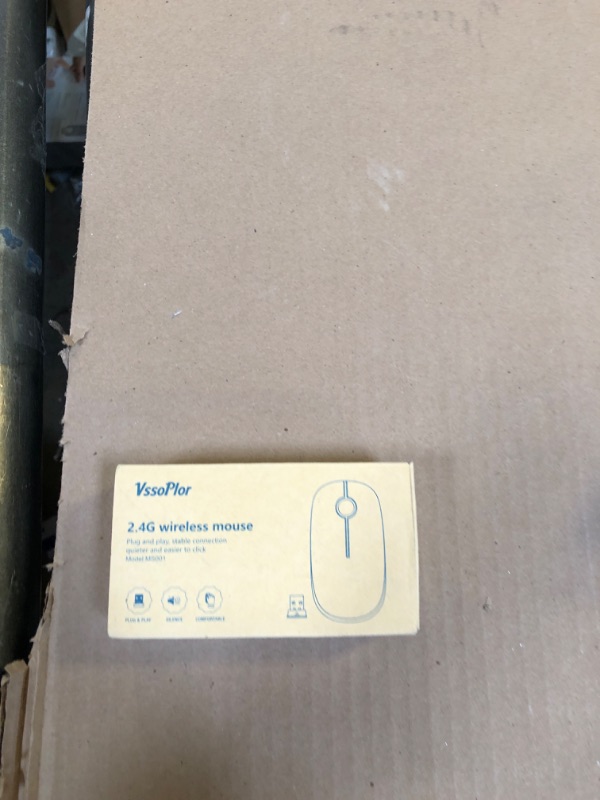 Photo 1 of Vssoplor Wireless Mouse, 2.4G Slim Portable Computer Laptop Mouse with Nano Receiver Quiet Silent Optical Mice for Notebook, PC, Laptop, Computer-White and Gold