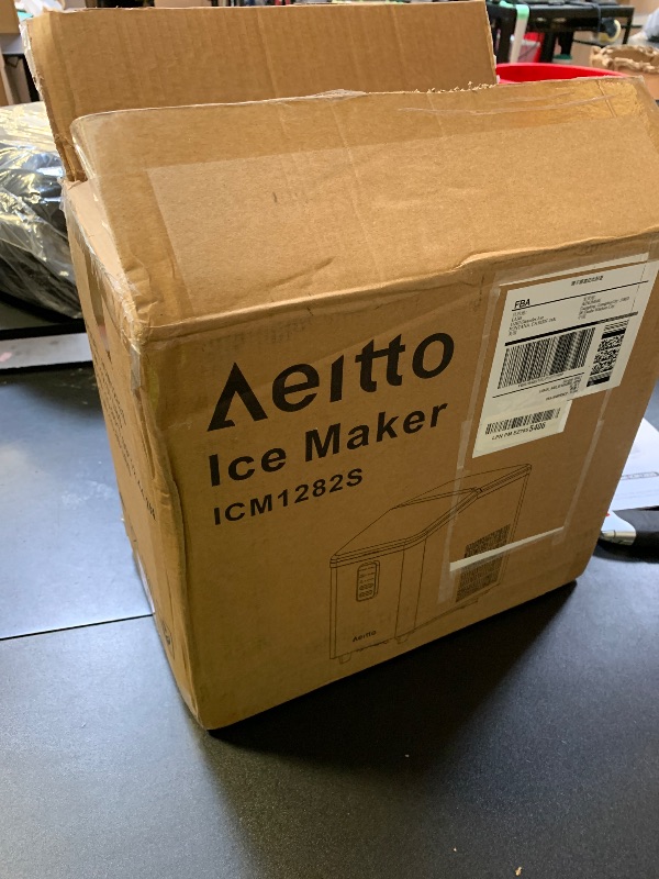 Photo 1 of Aeitto Ice Maker Countertop 26lbs/24H, Ice Machine 8 Ice Cubes Ready in 6 Mins, 2 Sizes of Bullet Ice Portable Ice Makers with Basket & Scoop, Auto Self-Cleaning for Home/Kitchen/Office Stainless