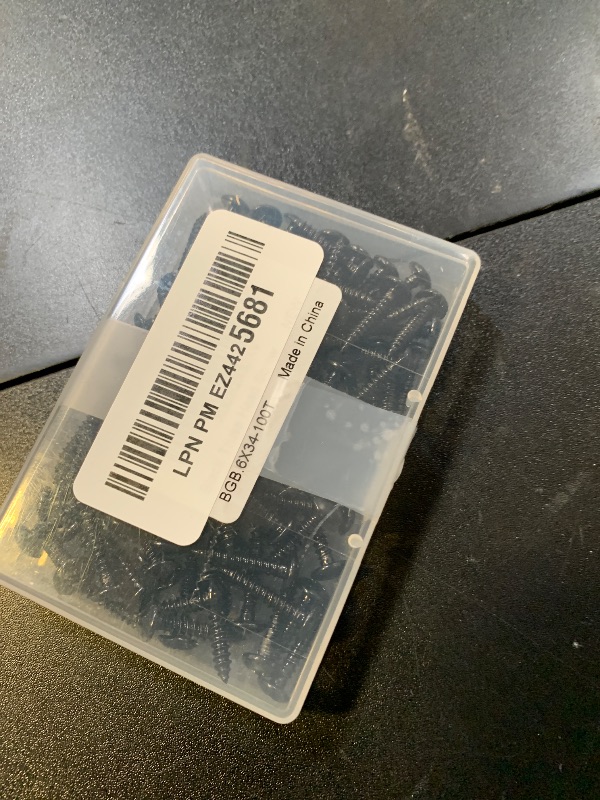Photo 1 of #6 x 3/4" Truss Head Wood Screws Sheet Metal Screw, Self Tapping, 18-8 Stainless Steel 304 Black Finish, 100 PCS