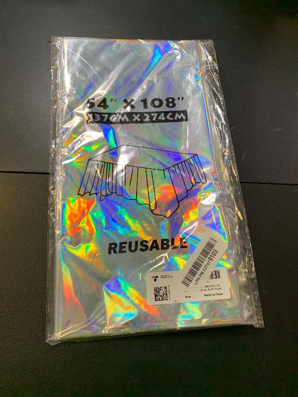 Photo 1 of Childom 3 Pack Iridescent Tablecloth,54" x 108" Birthday Party Tablecloths Iridescence Plastic Disposable Table Covers Iridescent Party Decorations,Plastic Tablecloth for Buffet Table,Birthday Decors