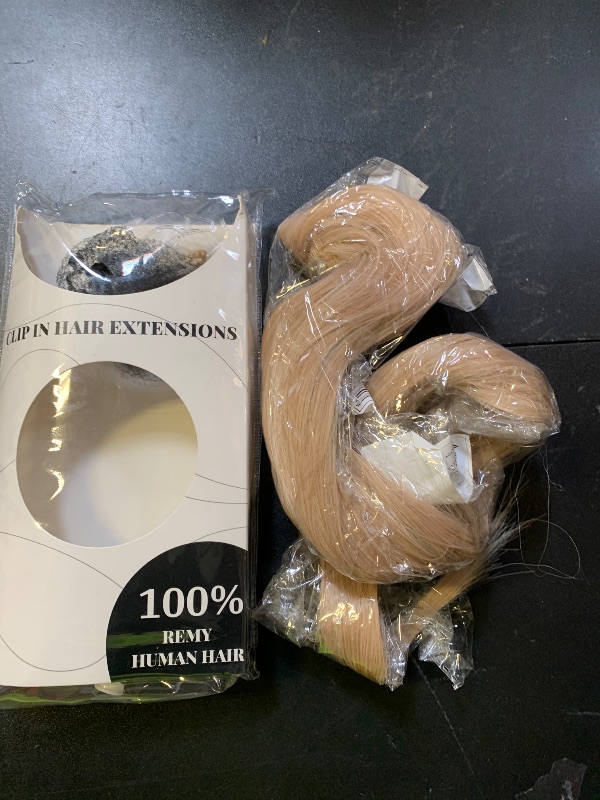 Photo 1 of SLEEKALON Invisible Wire Halo Hair Extensions - Real Human Hair, 20 Inch Ash Blonde Highlighted, Bleach Blonde, Fish Line Wire, Adjustable Clips, 110g, #18P613