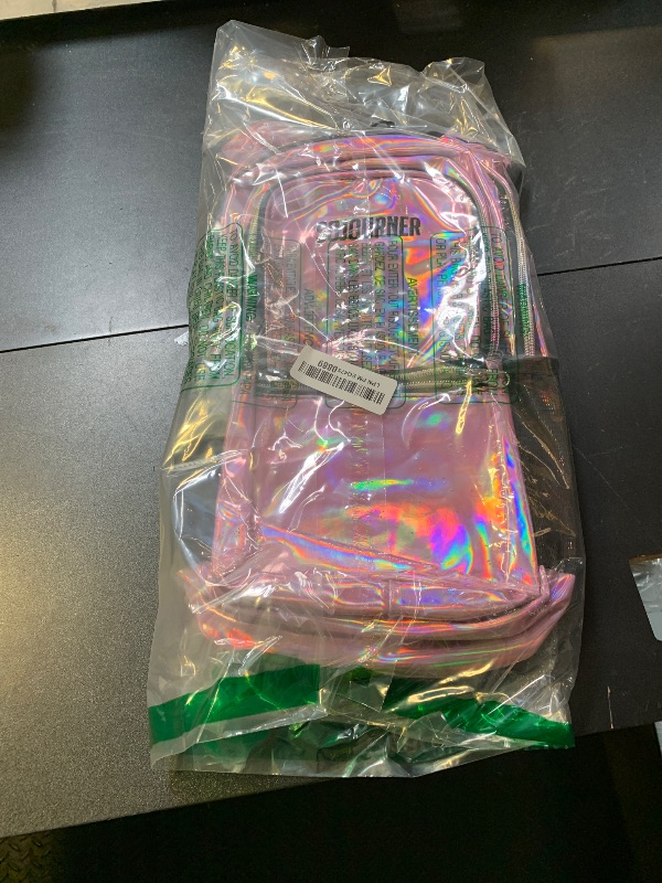 Photo 1 of SOJOURNER Rave Hydration Pack Backpack - 2L Water Bladder Included for Festivals, Raves, Hiking, Biking, Climbing, Running and More (Medium) (Holographic - Pink)