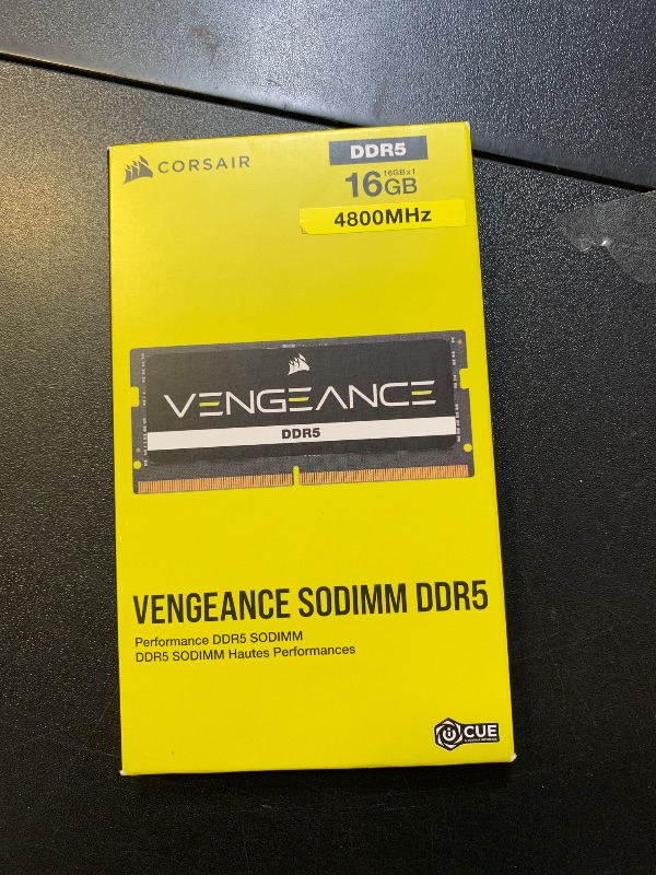 Photo 1 of CORSAIR Vengeance SODIMM DDR5 RAM 16GB (1x16GB) 4800MHz CL40-40-40-77 1.1V Intel AMD Laptop Notebook Memory - Black (CMSX16GX5M1A4800C40)