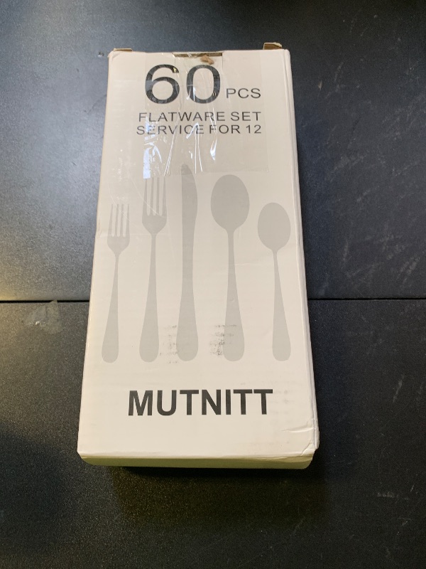 Photo 1 of MUTNITT 60 Pcs Gold Silverware Set Service for 12, Premium Stainless Steel Flatware Set, Cutlery Utensil Set, Durable Home Kitchen Eating Tableware Set, Include Fork Knife Spoon Set, Dishwasher Safe