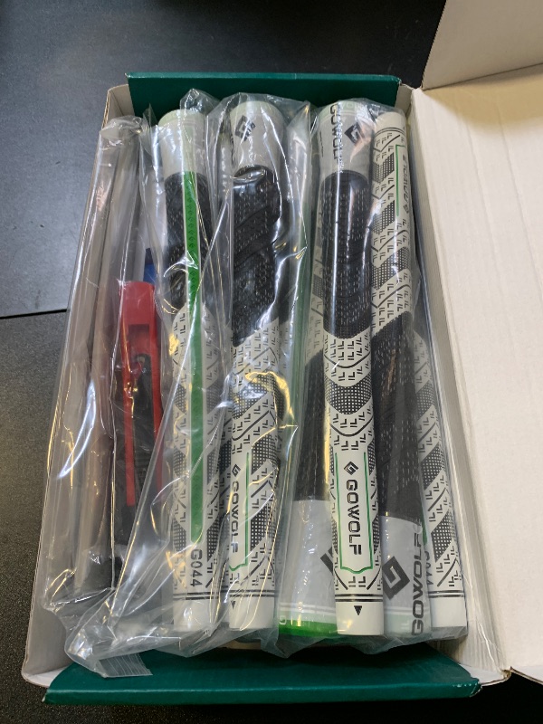 Photo 1 of Gowolf Cross Corded Rubber Golf Grips 13 Pack, Back Rib Improved Control Multi-compound Hybrid Golf Club Grips, with Free 15 Tapes (Green(Grips+Full Kits), Oversize)