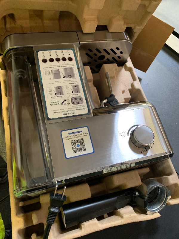 Photo 1 of XIXUBX Espresso Machine 20 Bar with Milk Frother, Stainless Steel Coffee Maker with 42 oz Removable Water Tank for Cappuccino, Latte&Cold Brew, Home&Office, Silver