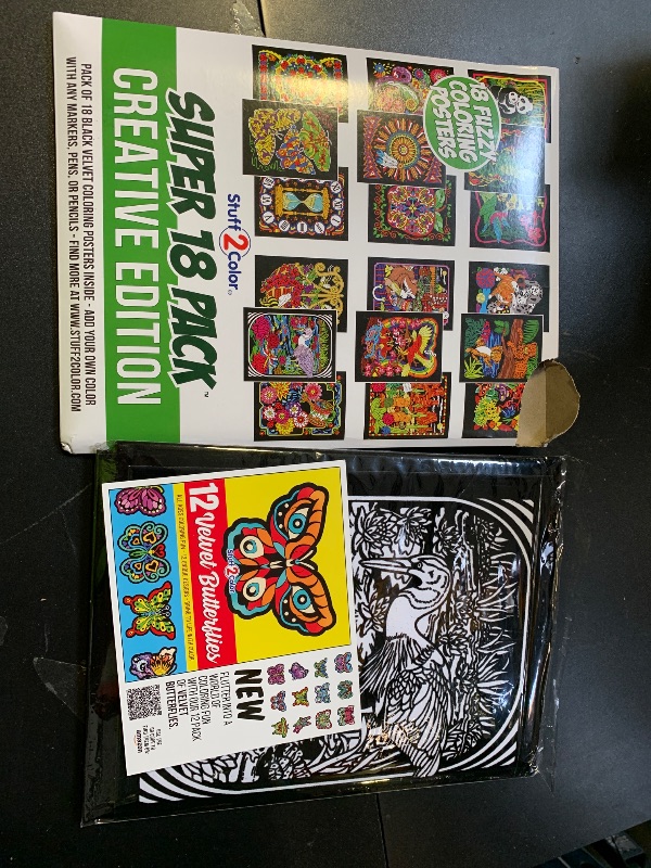 Photo 1 of Super Pack of 18 Fuzzy Velvet Coloring Posters (Creative Edition) - Great for Family Time, Arts & Crafts, Travel, Classrooms, Care Facilities [All Ages Coloring: Girls, Boys, Adults, Toddlers, Teens]
