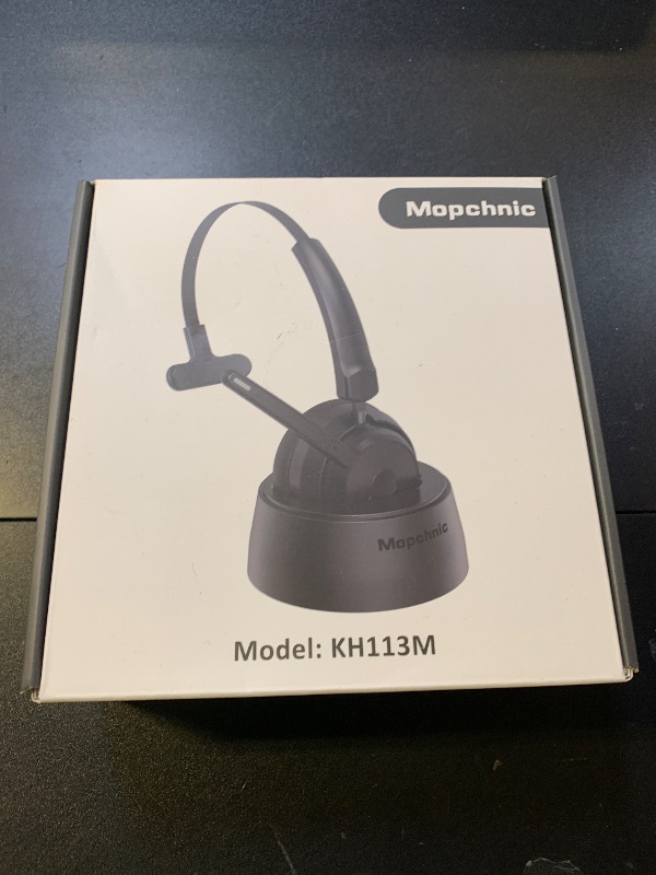 Photo 1 of Mopchnic Bluetooth Headset, Wireless Headphone with AI Noise-Canceling Microphone for Computer, On Ear Bluetooth Headset with USB Dongle for Office Call Center Skype Zoom Meeting Online Class (Black)