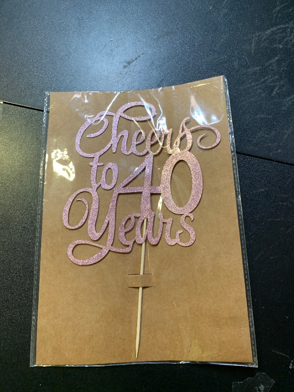 Photo 1 of AHAORAY Cheers to 40 Years Cake Topper - Pink Glitter 40th Birthday Cake Decorating Supplies, Perfect for 40th Anniversary or Forty Birthday Party, Photo Booth Props