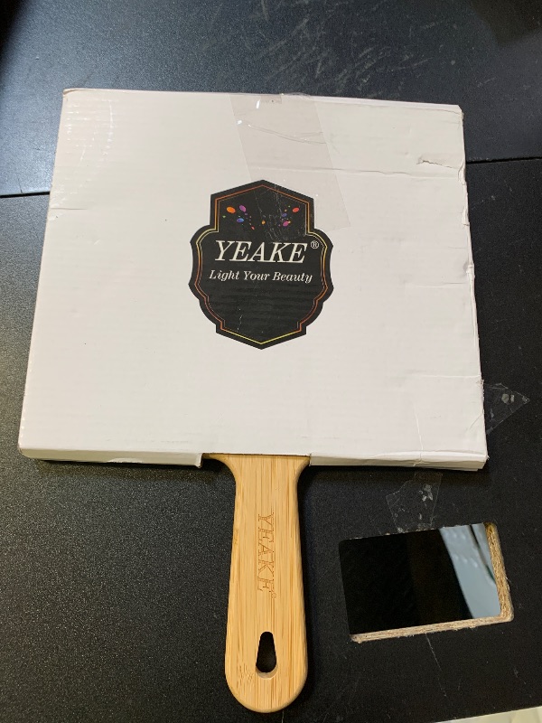 Photo 1 of YEAKE Hand Mirror,Extra Large Natural Bamboo Handheld Mirror with Handle, Single-Sided Portable Travel Vanity Mirror for Men & Women,8.9" W x 12.4" L