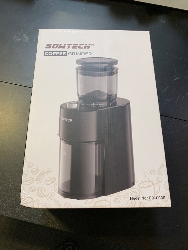 Photo 1 of SOWTECH Anti-static Conical Burr Coffee Grinder, Adjustable Electric Mill, 38 Precise Grind Settings, Precision Timer, for Espresso, Drip and French Press, Black