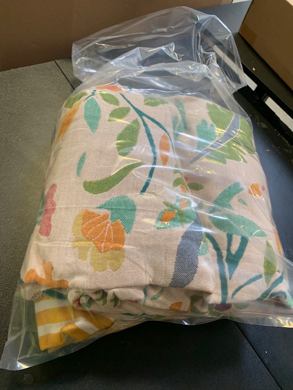 Photo 1 of VANJOROY Boho Throw Blanket, 100% Organic Cotton Breathable Ultra Soft 80" x 90" Bed Quilt Throw - All Season Floral Rustic Farmhouse Decor Luxury Reversible Blanket for Sofa Couch Chair and Gift