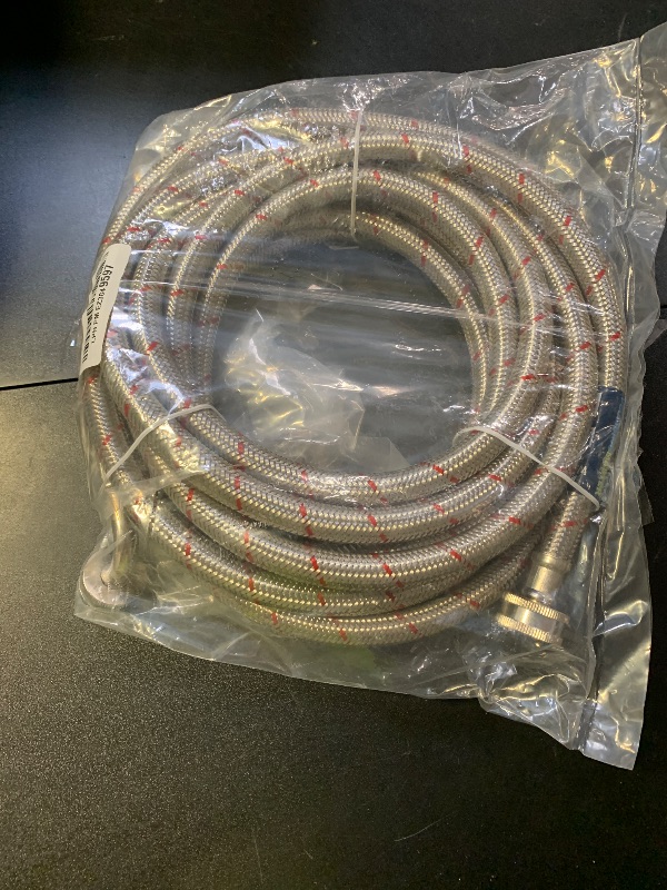 Photo 1 of 20FT Red and Blue Washer Hoses,2 Pack Stainless Steel Washing Machine Hoses with 90 Degree Elbows,Burst Proof Hot & Cold WaterConnection Inlet Washer Supply Lines