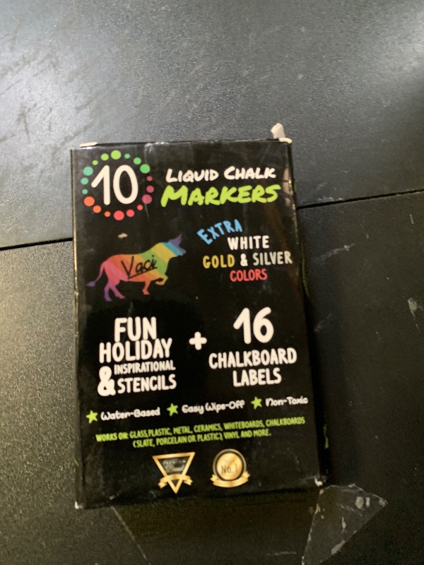 Photo 1 of Vaci 10 Multicolored Liquid Chalk Markers | Erasable, Non-Toxic, Water-Based Pens | 6 mm Reversible Tips - Bullet & Chisel | On Chalkboards, Windows, Glass, Mirrors, Blackboards & More | Adults