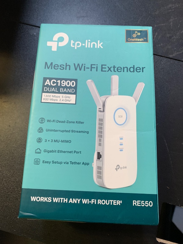 Photo 1 of TP-Link AC1900 WiFi Range Extender RE550 | Dual-Band Wireless Repeater Amplifier w/Gigabit Ethernet Port | Up to 2200 Sq. Ft., 32 Devices | Internet Signal Booster | APP Setup | EasyMesh Compatible