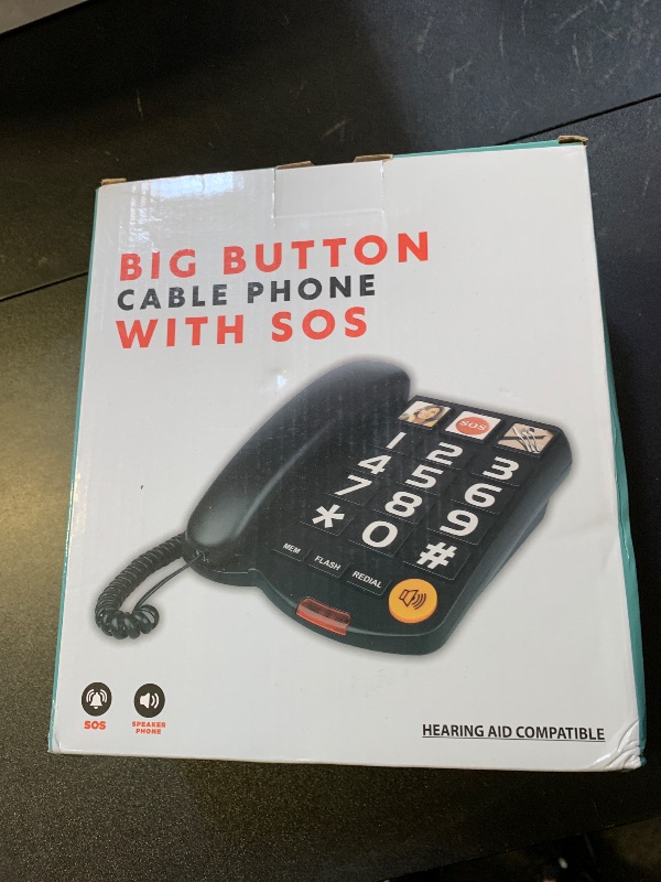 Photo 1 of Sangyn Landline Phones for Seniors with Large Button Corded Telephone for Home with Amplified Loud Ringer Volume Adjustable One-Touch Dialing Big Button Telephones for Visually Hearing Impaired,Black