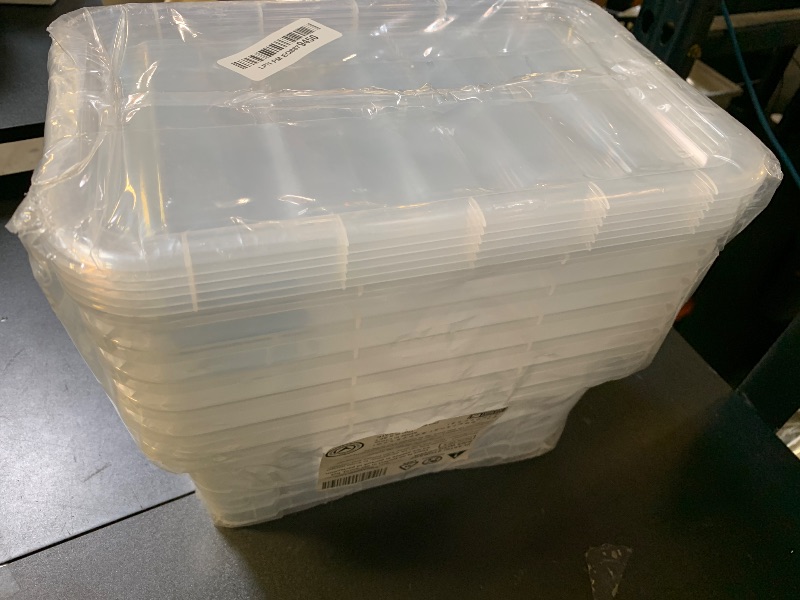 Photo 1 of EOENVIVS Plastic Storage Bins with Lids 6 Pack, 7 Quart Storage Containers With Black Buckle Latch, Stackable Storage Organizers for Home Pantry Office Classroom Organization, Clear