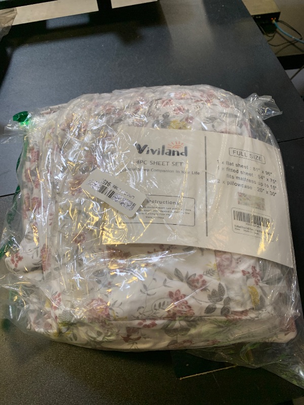 Photo 1 of Viviland Floral Full Sheet Set - 4 Piece Vintage Pink & Yellow Flower Patterned Bed Sheets - Soft, Breathable Microfiber Sheets with Deep Pocket, Non-Slip Fitted Sheets & Pillowcases