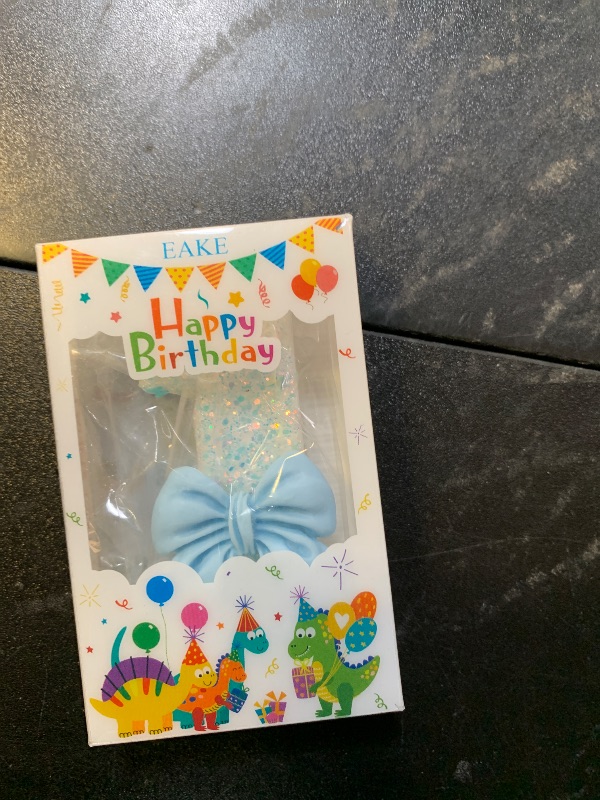 Photo 1 of EAKE Birthday Candles 1 Blue Bow Number 1 Cake Candles, Baby 1st Cake Topper Decorations for Kids Pets Pastel Birthday Party Supplies (Number 1)