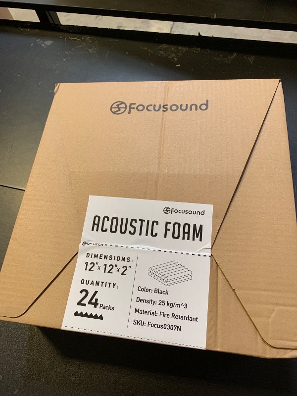 Photo 1 of Focusound 24 Packs Acoustic Foam Panels 2" X 12" X 12", Soundproofing Foam Noise Cancelling Foam with 120 PCS Double-Side adhesive