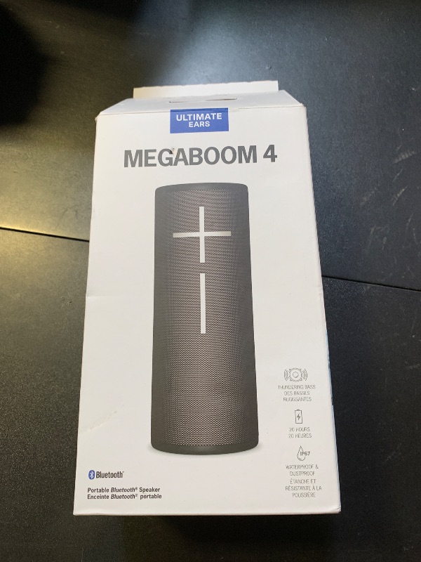Photo 1 of Ultimate Ears MEGABOOM 4 Portable Waterproof Bluetooth Speaker, 360-Degree Sound, Thundering Bass, 147ft Range, 20-Hour Battery, Floating Speaker - Black