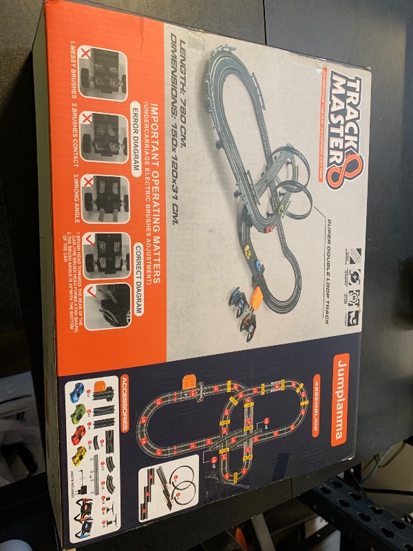 Photo 1 of Slot Car Race Track Sets for Boys Kids,Battery or Electric Race Car Track with 4 High-Speed Slot Cars and 2 Hand Controllers,Dual Racing Game Lap Counter Circular Overpass Track Toys Age 6 7 8-12