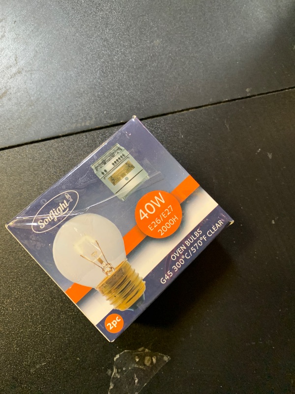 Photo 1 of Oven Light Bulb – 40 Watt Appliance Replacement Bulbs for Oven, Stove, Refrigerator, Microwave. Incandescent - High Temp G45 E26/E27 Socket -Warm White - 400 Lumens - Clear.2 Pack