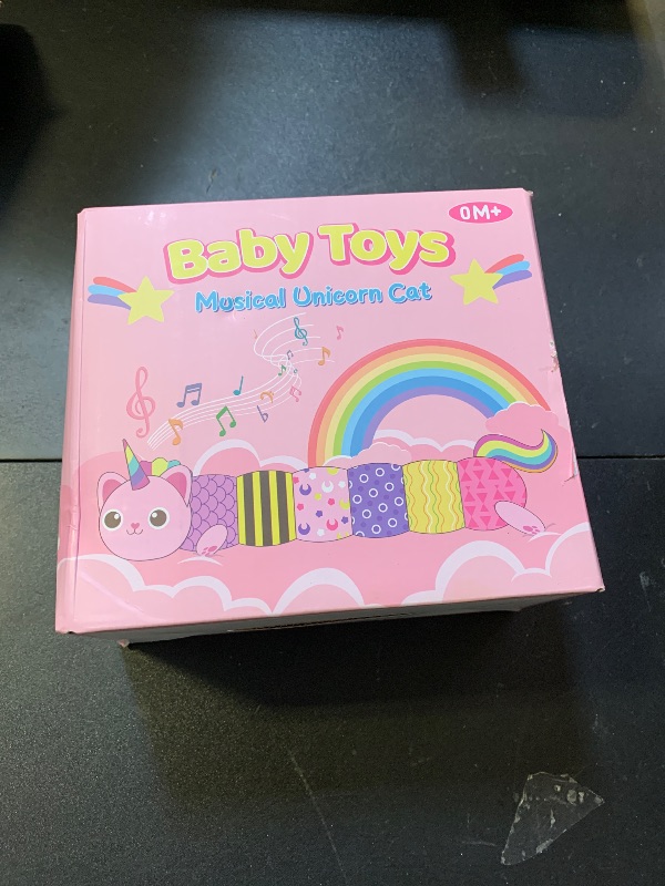Photo 1 of Baby Toys 0-6 6-12 Months, Sensory Musical Animal Stuffed Plush Unicorn Cat Toy for Infant 0-3-6 Months & Up, Tummy Time with Mirror Crinkle Rattle, Christmas Baby Shower Gifts for Newborn Boys Girls