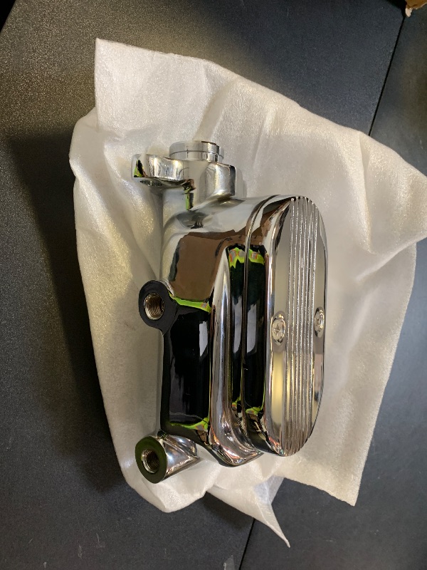 Photo 1 of 1 Set SHLPDFM Chrome Aluminum GM 1" Bore Finned Master Cylinder 9/16" & 1/2" Ports on Both Sides Fits for GM