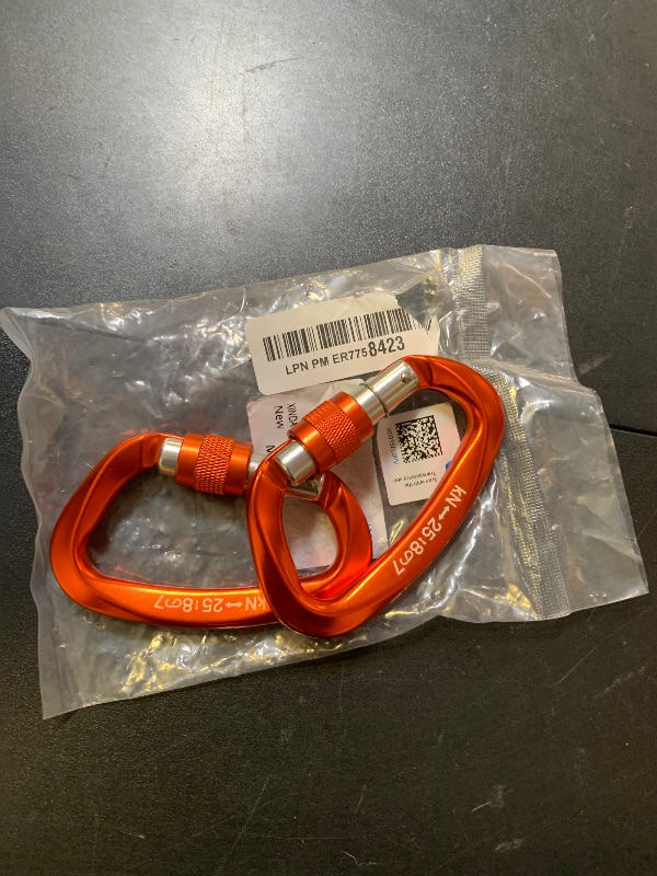 Photo 1 of XINDA Screwgate Locking Carabiner Clip - Professional Rock Climbing Carabiner Screw Lock,Heavy Duty Carabiners for Climbing,Mountaineer,Hammock,Camping,Outdoor Equipment (2 pcs Orange)