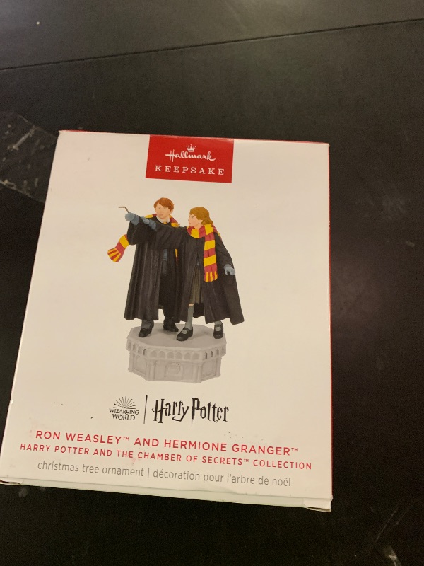 Photo 1 of Hallmark Keepsake Christmas Ornament, Harry Potter and the Chamber of Secrets Collection Ron Weasley and Hermione Granger With Light and Sound, Gifts for Harry Potter Fans