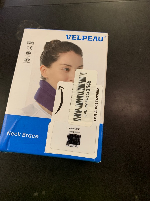 Photo 1 of Velpeau Neck Brace for Neck Pain and Support - Soft Cervical Collar for Sleeping, Snoozing, Sleeping Upright, Anti-Snoring, Sleep Apnea for Women & Men (Blue, Enhanced Version, L: 14-16.5"/3.3")