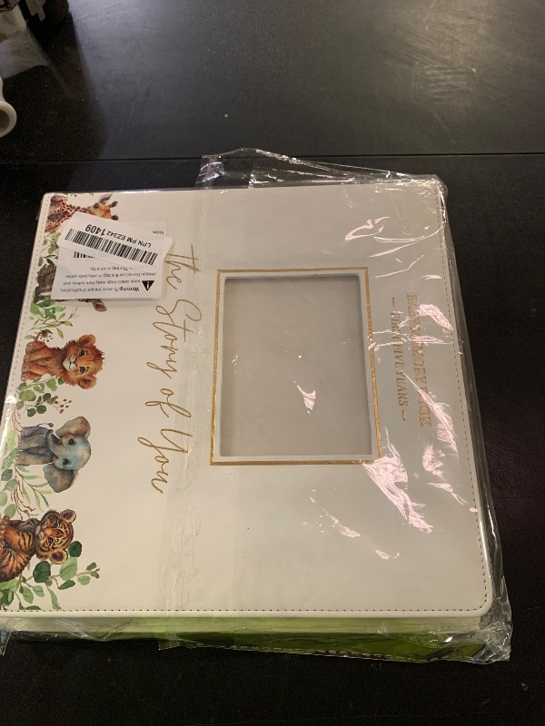 Photo 1 of Baby Book Keepsake - Timeless Baby Memory Book for Boy or Girl I First 5 Year I Faux Leather, Gender Neutral, Safari Theme w/Gold Foil Stamp - Baby First Year Book Journal Scrapbook Photo Album Shower