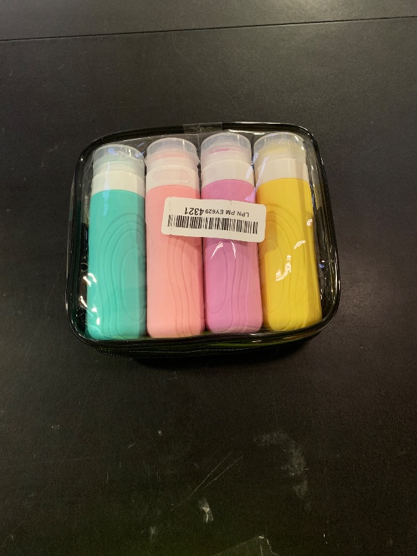 Photo 1 of GLAMFIELDS Travel Bottles for Toiletries, 3oz Size TSA Approved Leak Proof Silicone Containers for Shampoo, Conditioner,Easy to Squeeze and Portable, Essentials for Traveling (4 Pack) Macaron