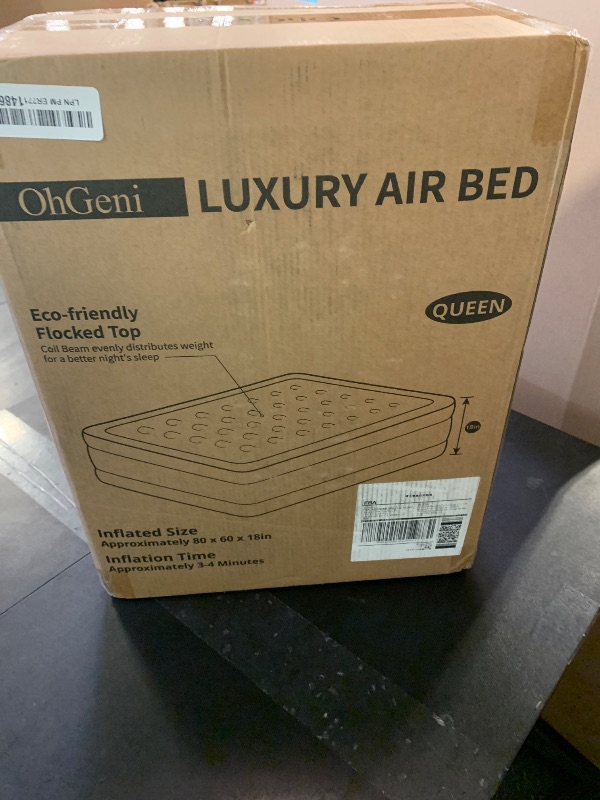 Photo 1 of OhGeni Air Mattress Queen with Built in Pump, Inflatable Blow Up Mattress 18 Raised Comfort,Upgraded Surface Portable Mattress, Air Bed for Camping, Home and Guest, Colchone Inflable, 650 lbs Max
