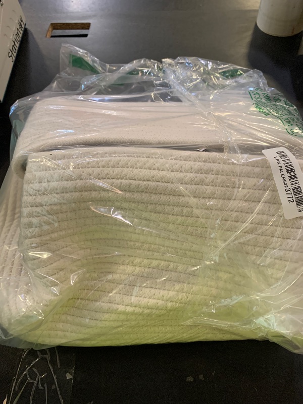 Photo 1 of COMFY-HOMI Cotton Rope Woven Basket with Handles for Shelves,Toys,Book, Cloth Storage Baskets Bin for Organizing-13.5"x11"x9.5" Toy Decorative Organizer for Living Room, Bathroom-All White