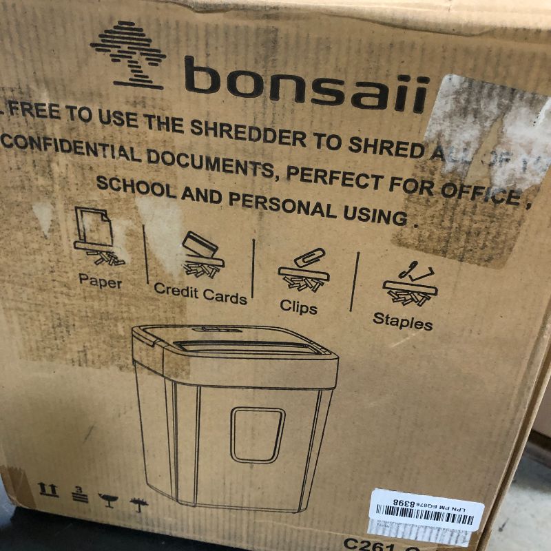 Photo 1 of Bonsaii Paper Shredder, 8-Sheet Crosscut Shredder with 4.2 Gallon Bin Shred Credit Card/Mail/Staple/Clip, P-4 Security Level Document Shredder with Handle for Home Office (C261-C)