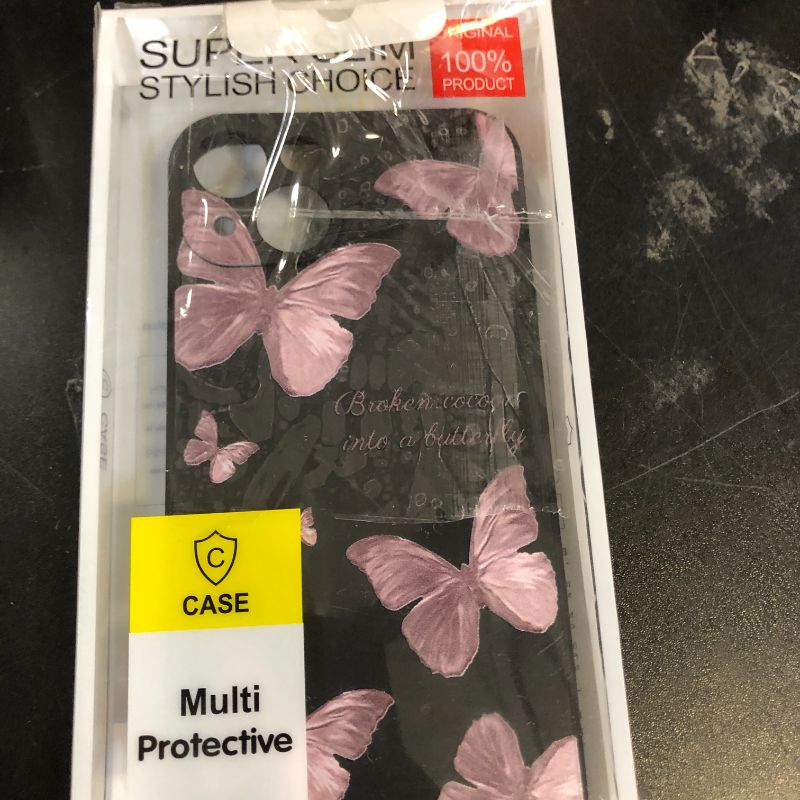 Photo 1 of LEECG for iPhone 13 Case Flower Butterfly Cute Astronaut Design Phone Cover Soft Microfiber Lining Slim Liquid Silicone Case for iPhone 13-Butterfly Black