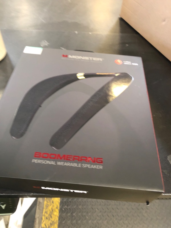 Photo 1 of Monster Boomerang Neckband Bluetooth Speaker, Neck Wireless Wearable Speaker with 12H Playtime, True 3D Stereo Sound, Portable Soundwear, IPX7 Waterproof, for Home Sport Outdoor