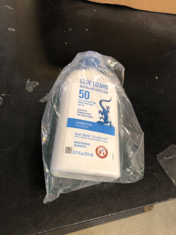 Photo 1 of Blue Lizard SENSITIVE Mineral Sunscreen with Zinc Oxide, SPF 50+, Water Resistant, UVA/UVB Protection with Smart Bottle Technology - Fragrance Free, 8.75 oz.