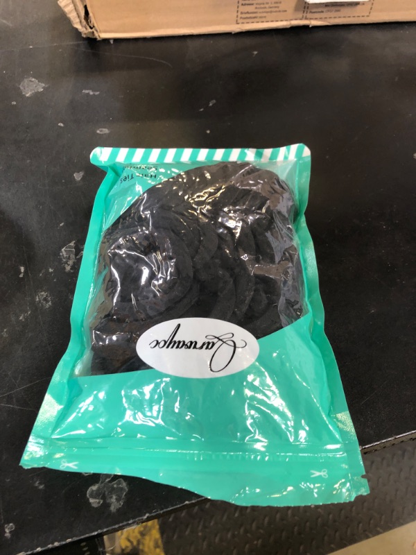 Photo 1 of 50PCS Black Hair Ties for Women, Cotton Seamless Hair Bands, Elastic Ponytail Holders, No Damage for Thick Hair, 2 Inch in Diameter, by Qarwayoc
