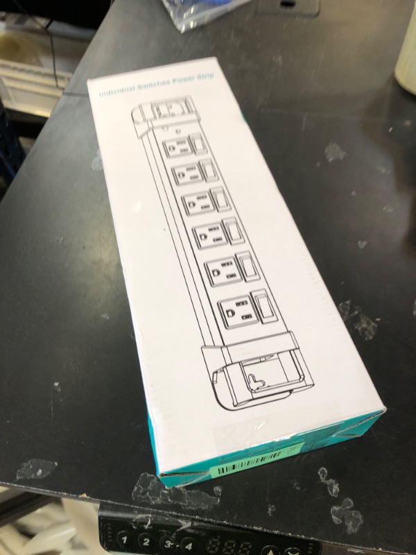 Photo 1 of Heavy Duty Power Strip - 6 Outlet Power Strip with 6 Individual Switches Cord Manager Surge Protector 1200J Home Office Garage Industrial Workshop
