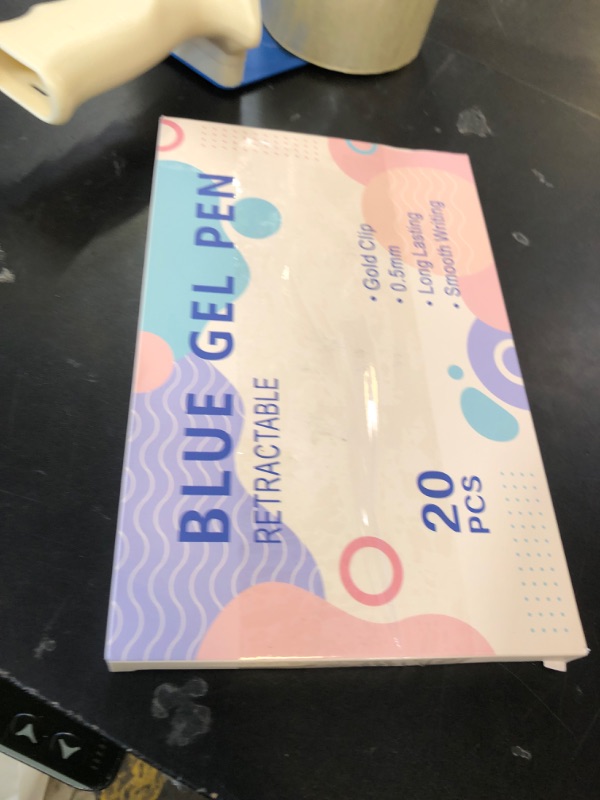 Photo 1 of Aozora 20 Pack Blue Gel Pens Fine Point Smooth Writing Pens Retractable Blue Ink Pen with Soft Grip 0.5mm Quick Dry Office School Supplies Gold Clip
