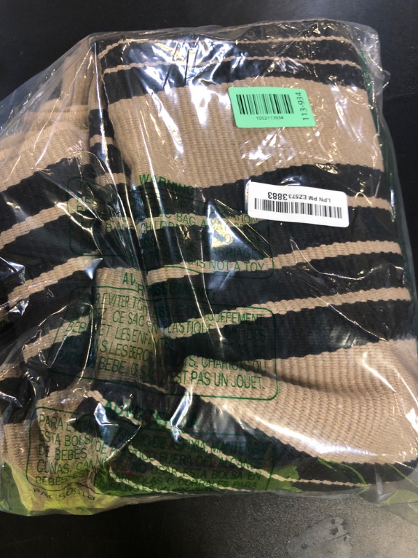 Photo 1 of Black and Tan Outdoor Rug 4x6ft, Cotton Farmhouse Striped Porch Rugs Hand-Woven Front Door Mat Modern Patio Rug Washable Indoor/Outdoor Area Rugs for Living Room Bedroom Balcony Backyard