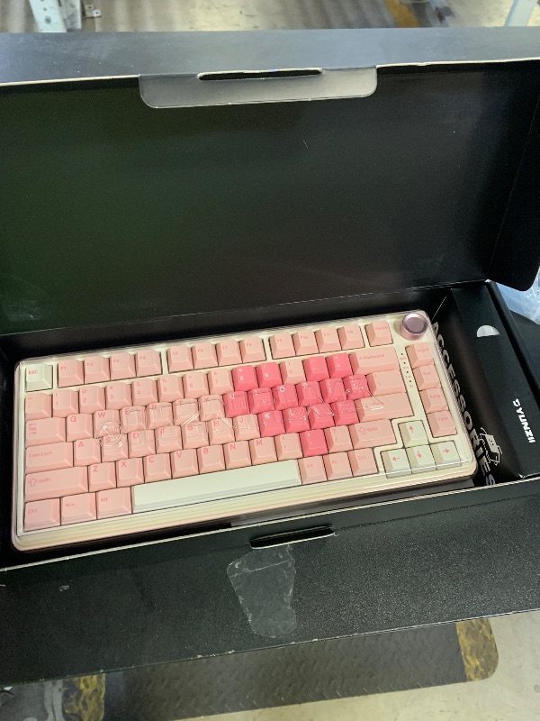 Photo 1 of YUNZII B75 PRO Wireless Mechanical Keyboard,75% Layout with Knob,Hot Swap Gasket Custom Structure,Creamy Pre-lubed Switches,RGB Backlit,Bluetooth/Type-C/2.4G for Win/Mac(Cocoa Cream V2 Switch,Pink)