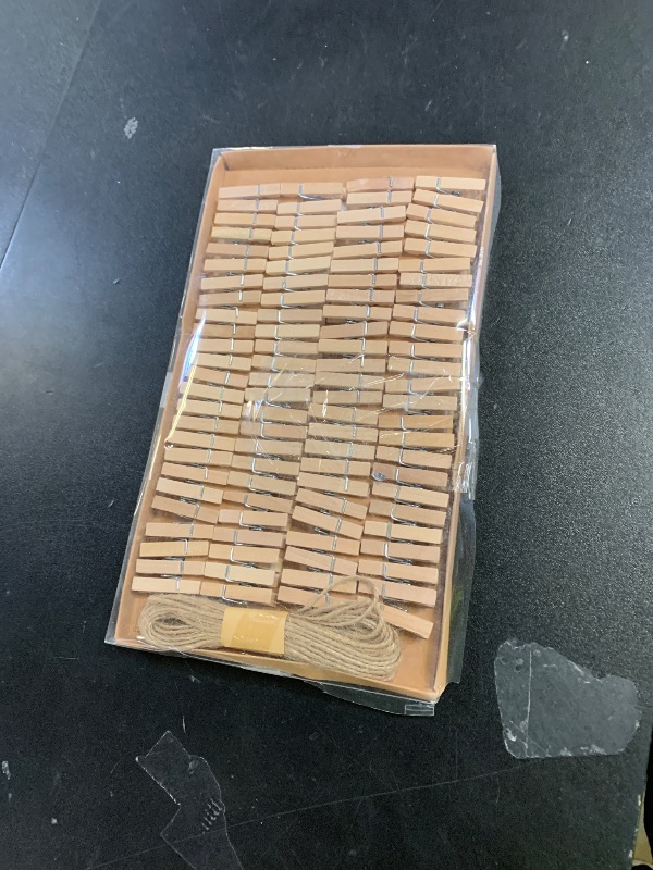 Photo 1 of 1.35 Inch Mini ClothesPins for Photo?100 Pcs? with 32 Feet Jute Twine?Mini Clothes Pins for Crafts,Wooden Small Clothes Pins for Pictures,Tiny Decorative Clothespins for Baby Shower(Natural Color)
