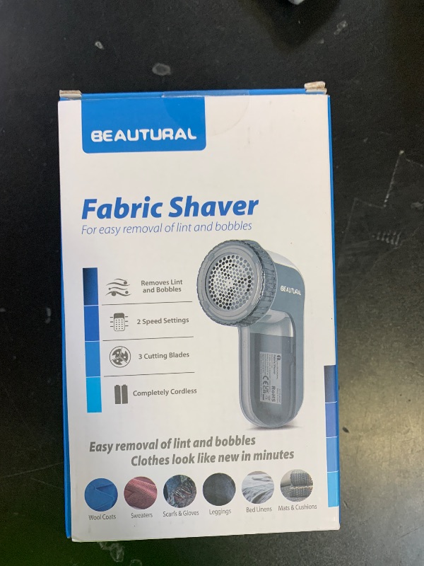 Photo 1 of BEAUTURAL Fabric Shaver and Lint Remover, Sweater Defuzzer with 2-Speeds, 2 Replaceable Stainless Steel Blades, Battery Operated, Remove Clothes Fuzz, Lint Balls, Pills, Bobbles Gray