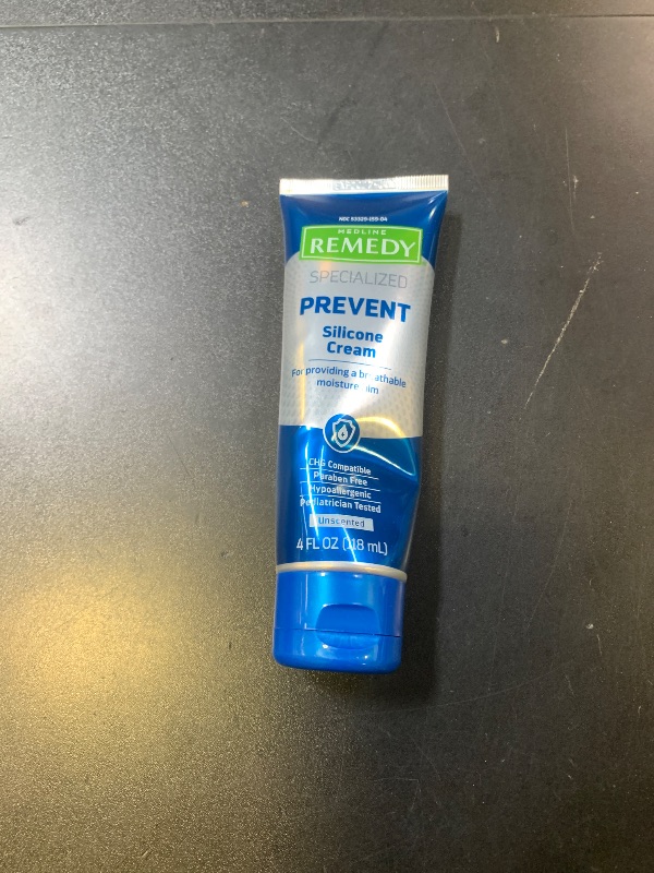 Photo 1 of Medline Remedy Specialized Silicone Cream, Unscented (4 fl oz), Gentle Breathable Film for All Ages, Paraben-free and Hypoallergenic Skin Care, Barrier for Dry Cracked Skin