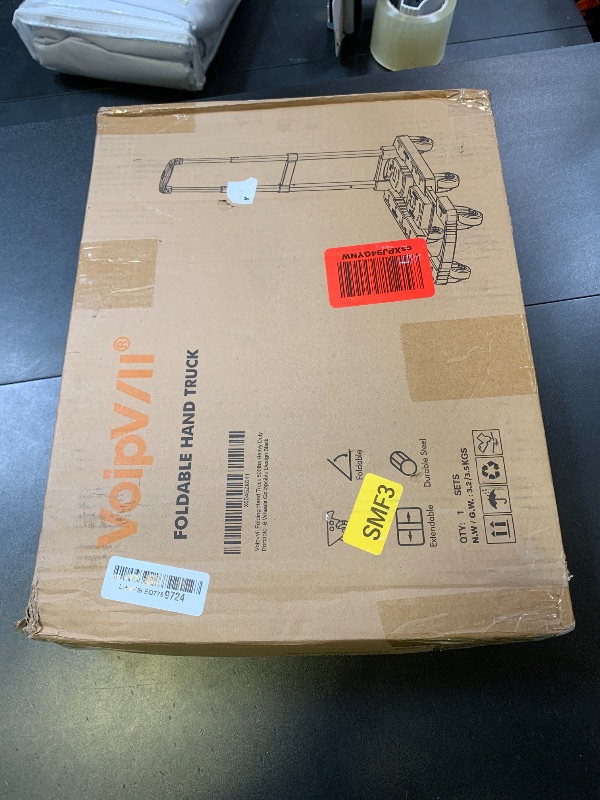 Photo 1 of Voipvvii Folding Hand Truck 500lbs, Portable Heavy Duty Dolly Cart, 6 Wheels Collapsible Luggage Cart with 2 Elastic Ropes - Compact Trolley Cart for Easy Moving - Ideal Hand Cart for Travel and More